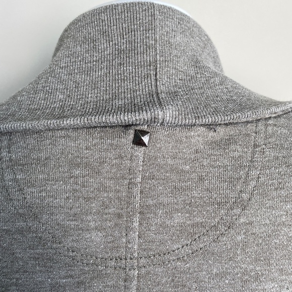 Bluenotes Women's Large Long Sleeve Open Shrug Draped Collar Gray Below Waist - Picture 7 of 12